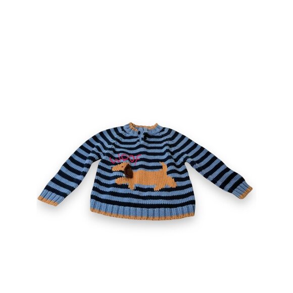 Standard Blues 24 months Baby Boy Cotton Dog Sweater Blue and Brown - Picture 1 of 8